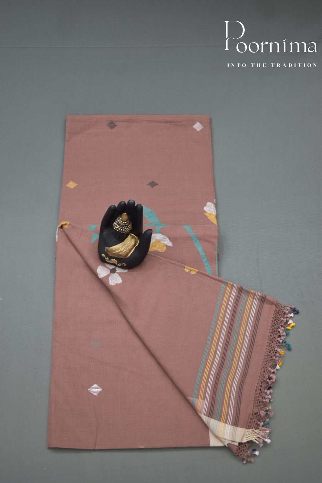 BROWN-  PURE JAMDANI SAREE