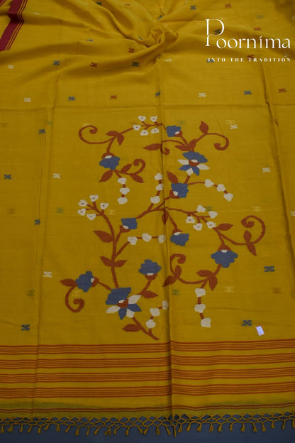 YELLOW- PURE JAMDANI SAREE