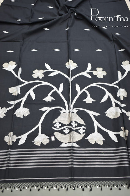 BLACK- PURE JAMDANI SAREE