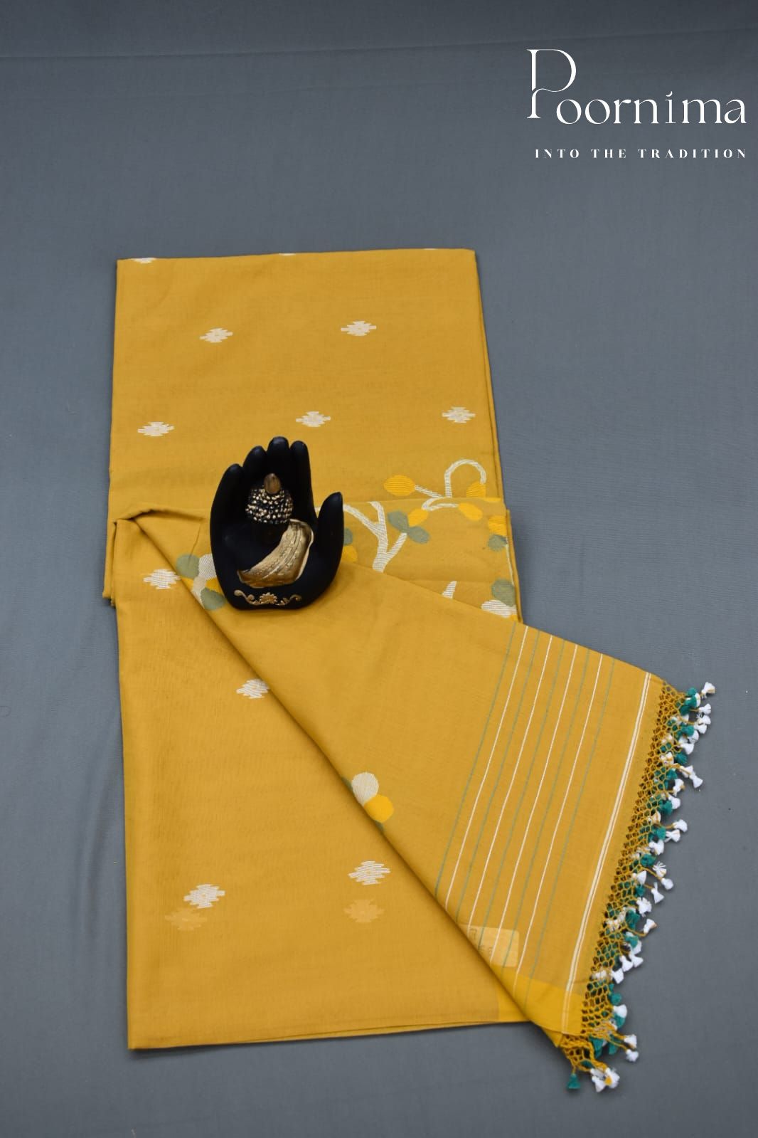 MUSTARD YELLOW- PURE JAMDANI SAREE