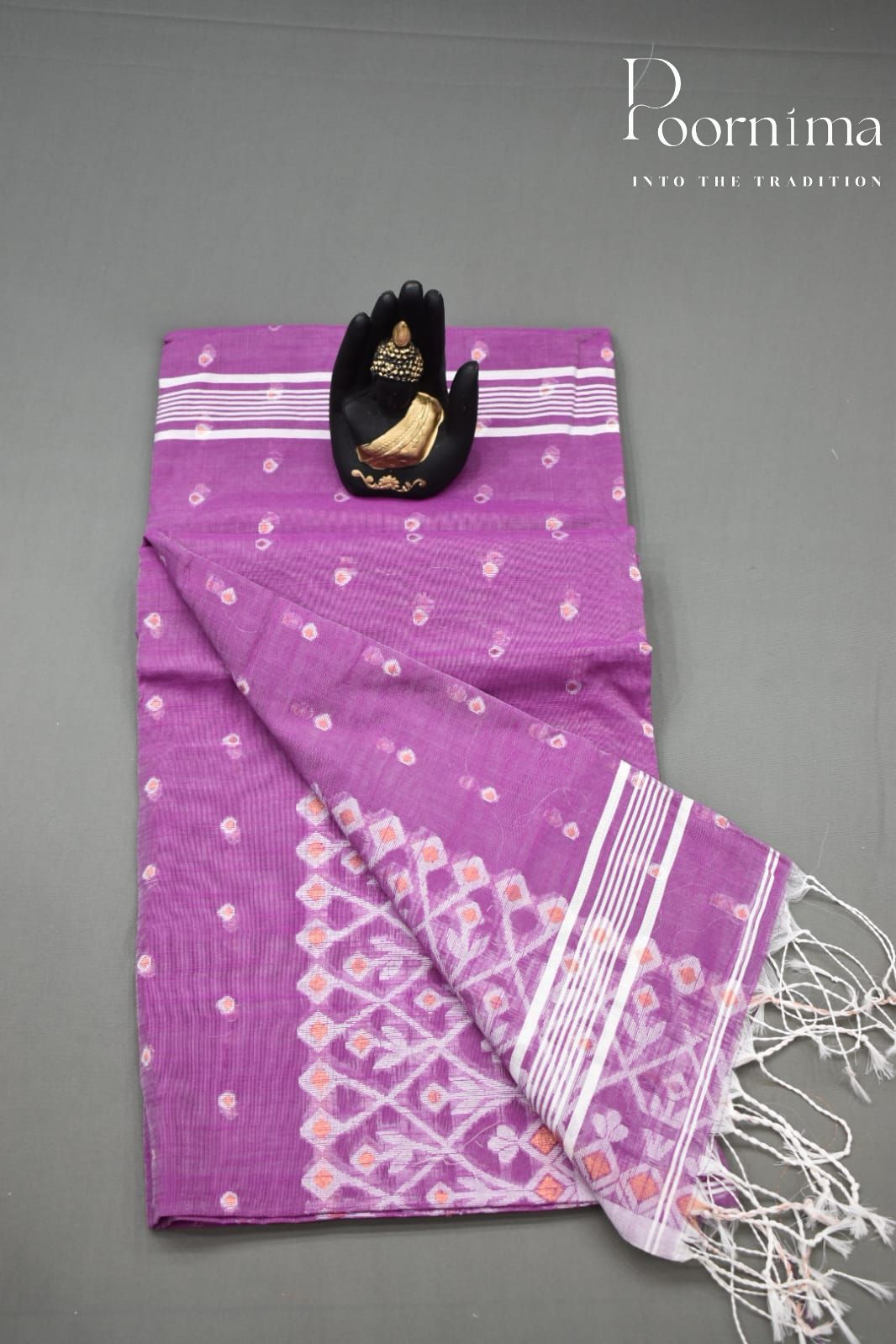 MAGENTA- HANDLOOM SICO JAMDANI SAREE