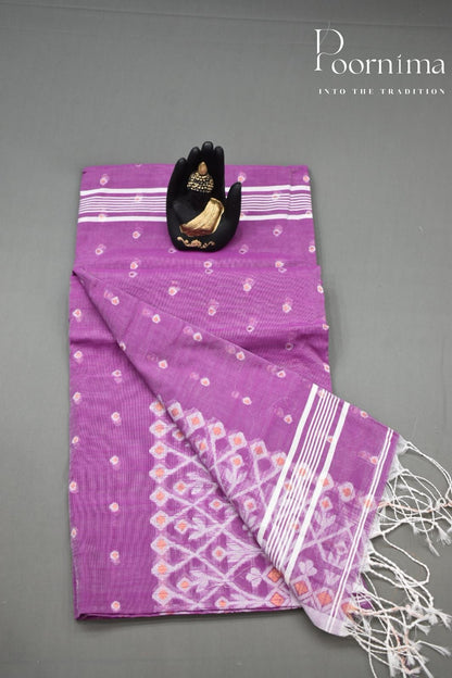 MAGENTA- HANDLOOM SICO JAMDANI SAREE