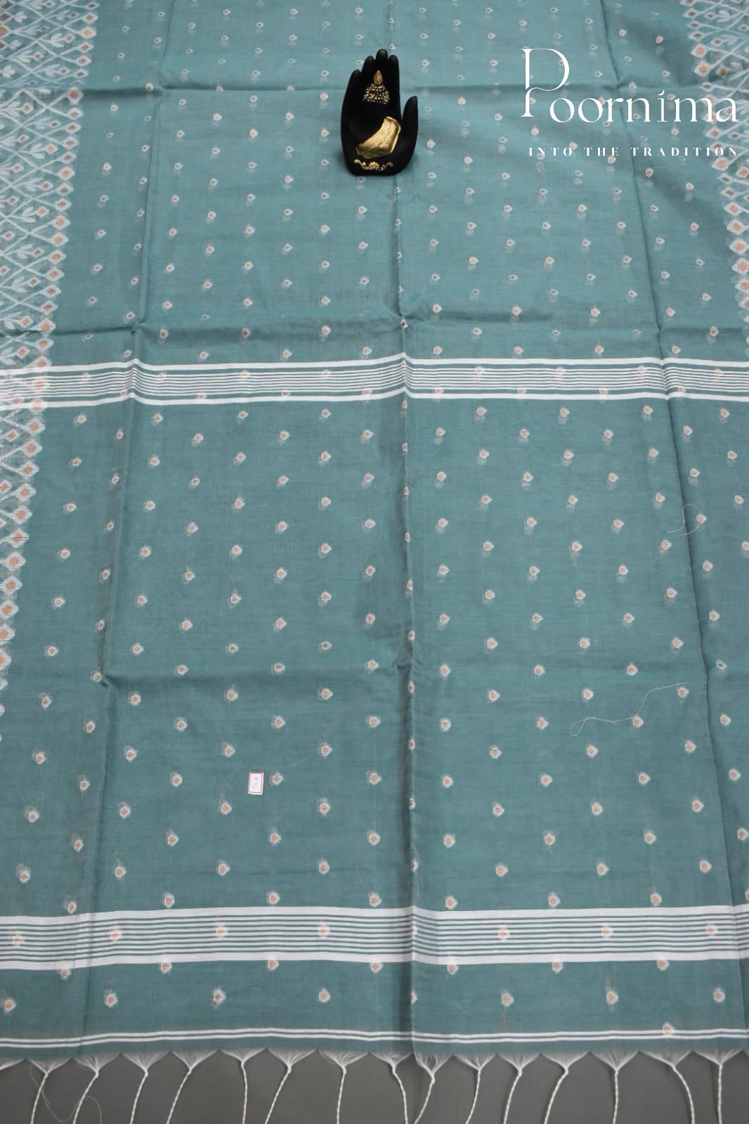 SEA GREEN- HANDLOOM SICO JAMDANI SAREE