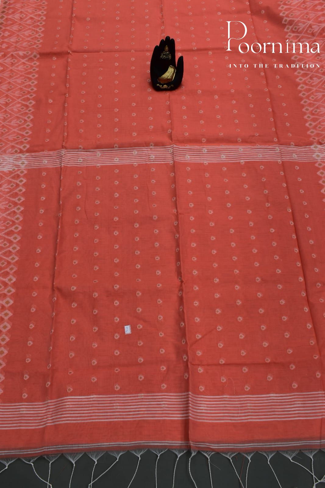ORANGE- HANDLOOM SICO JAMDANI SAREE