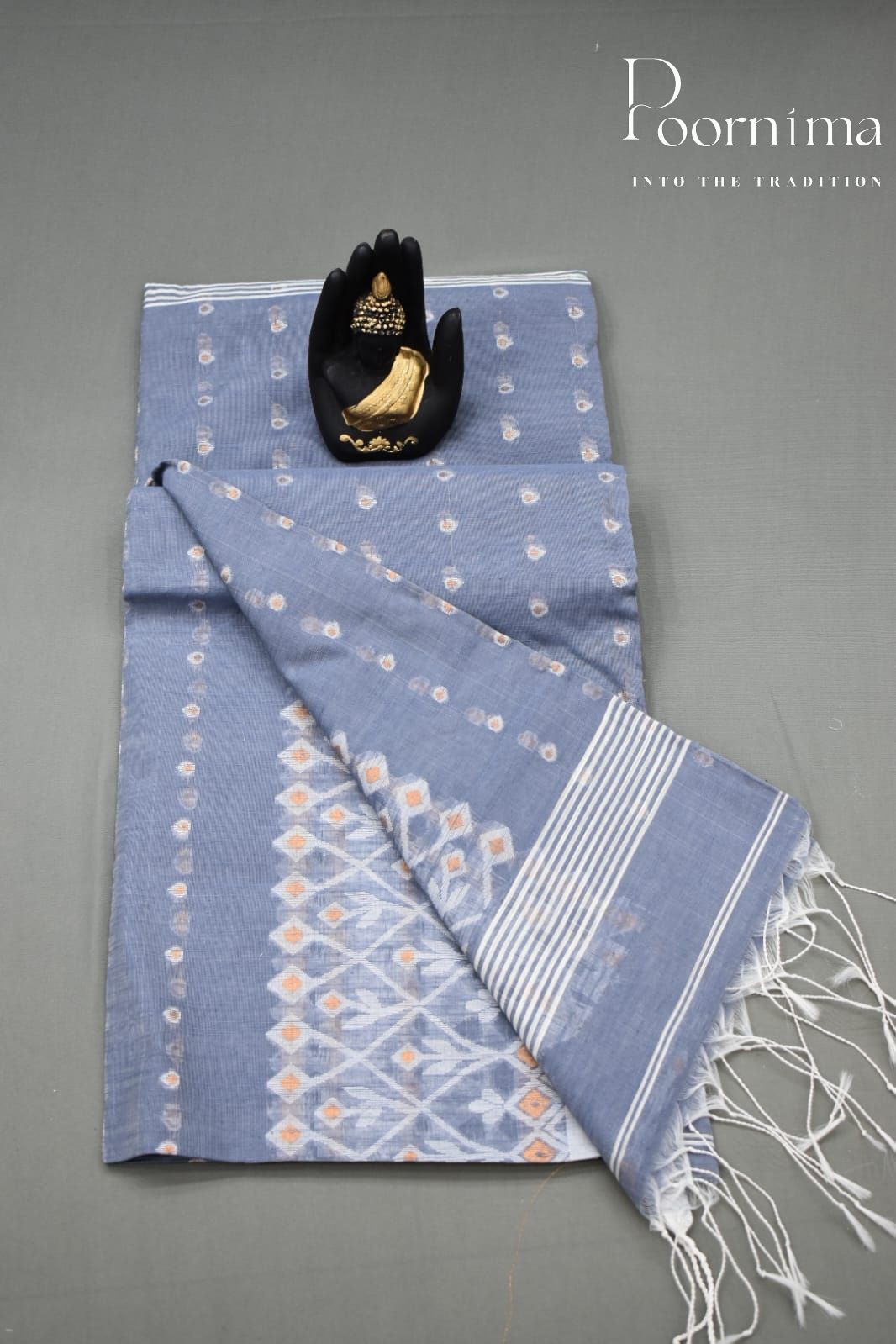 PIGEON BLUE- HANDLOON SICO JAMDANI SAREE