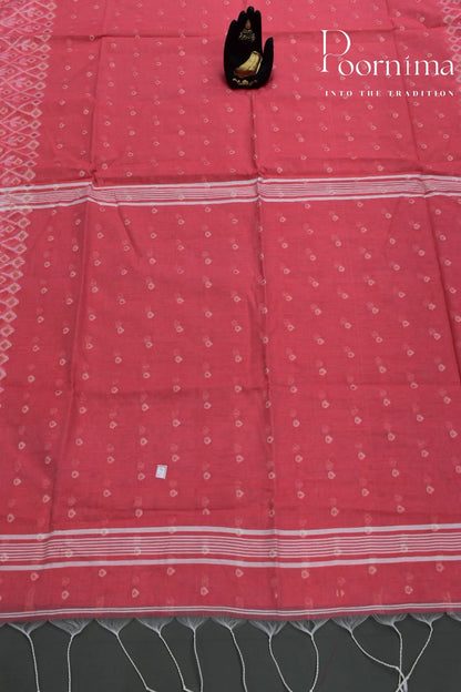 SAFFRON PINK- HANDLOOM SICO JAMDANI SAREE