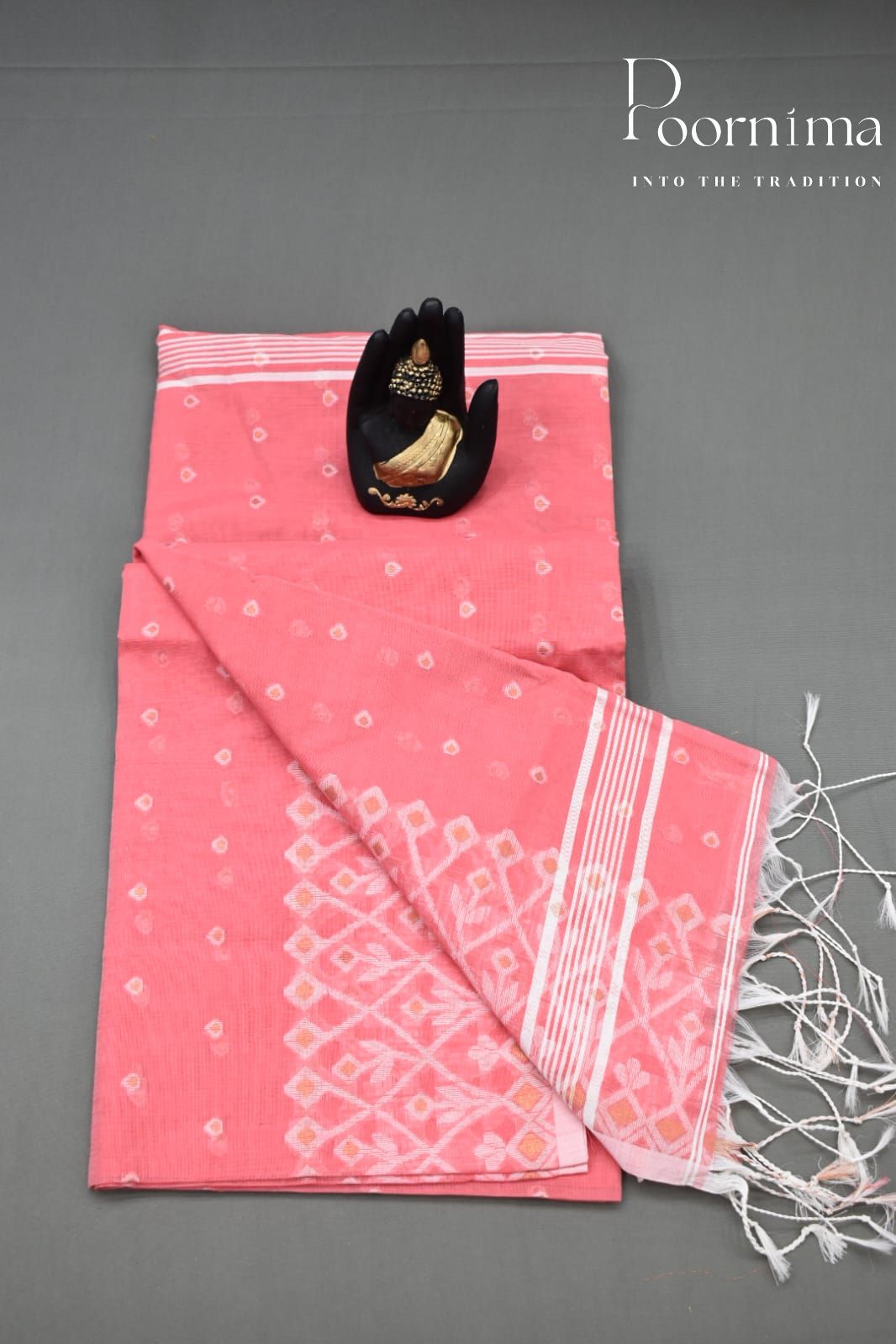 SAFFRON PINK- HANDLOOM SICO JAMDANI SAREE
