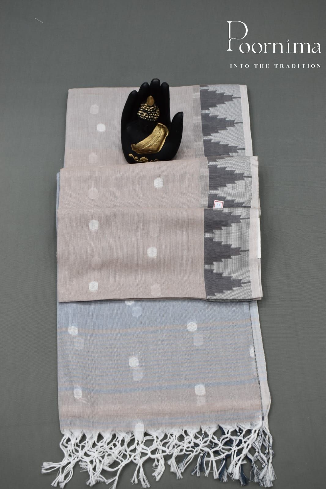 BEIGE BROWN- LINEN FANCY SAREE