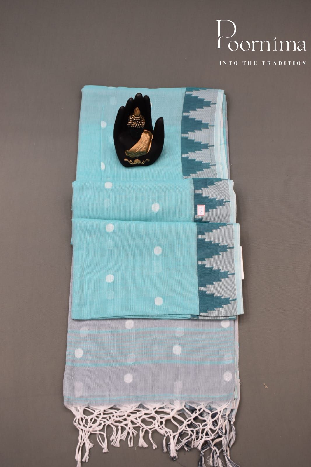 LIGHT SKY BLUE- LINEN FANCY SAREE