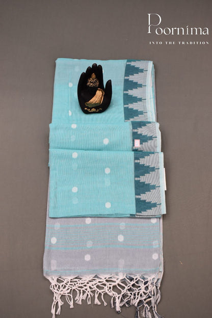 LIGHT SKY BLUE- LINEN FANCY SAREE