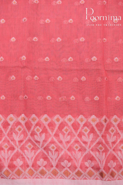SAFFRON PINK- HANDLOOM SICO JAMDANI SAREE