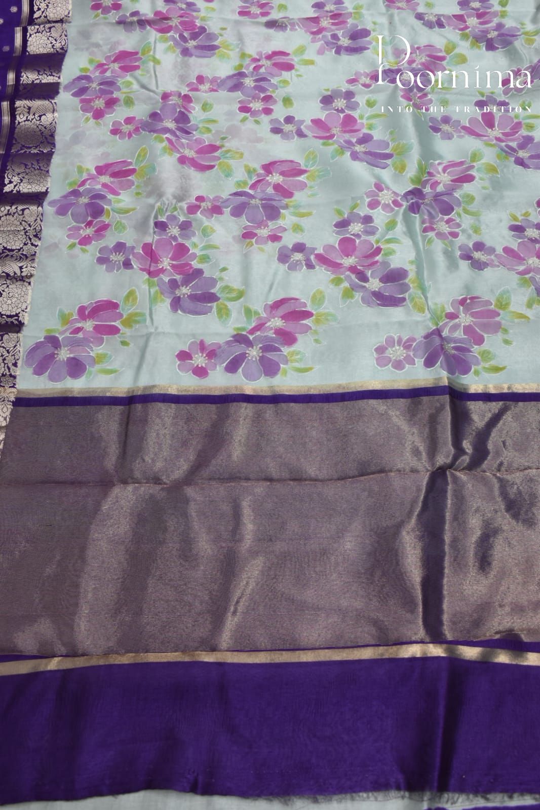 LIGHT GREEN- PURE BANARASI APPLIQUE WORK SAREE