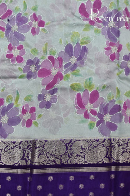 LIGHT GREEN- PURE BANARASI APPLIQUE WORK SAREE