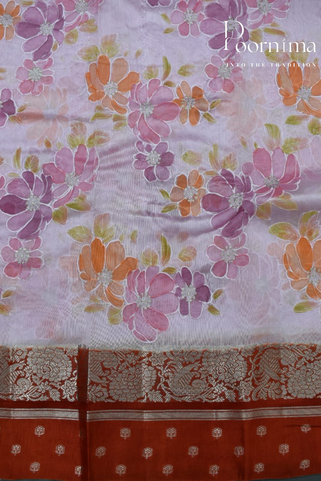 PINK- PURE BANARASI APPLIQUE WORK SAREE