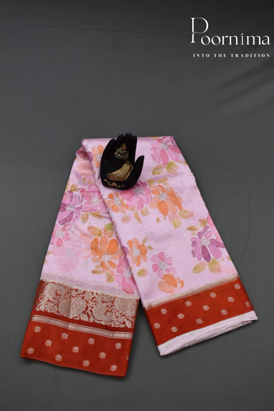 PINK- PURE BANARASI APPLIQUE WORK SAREE