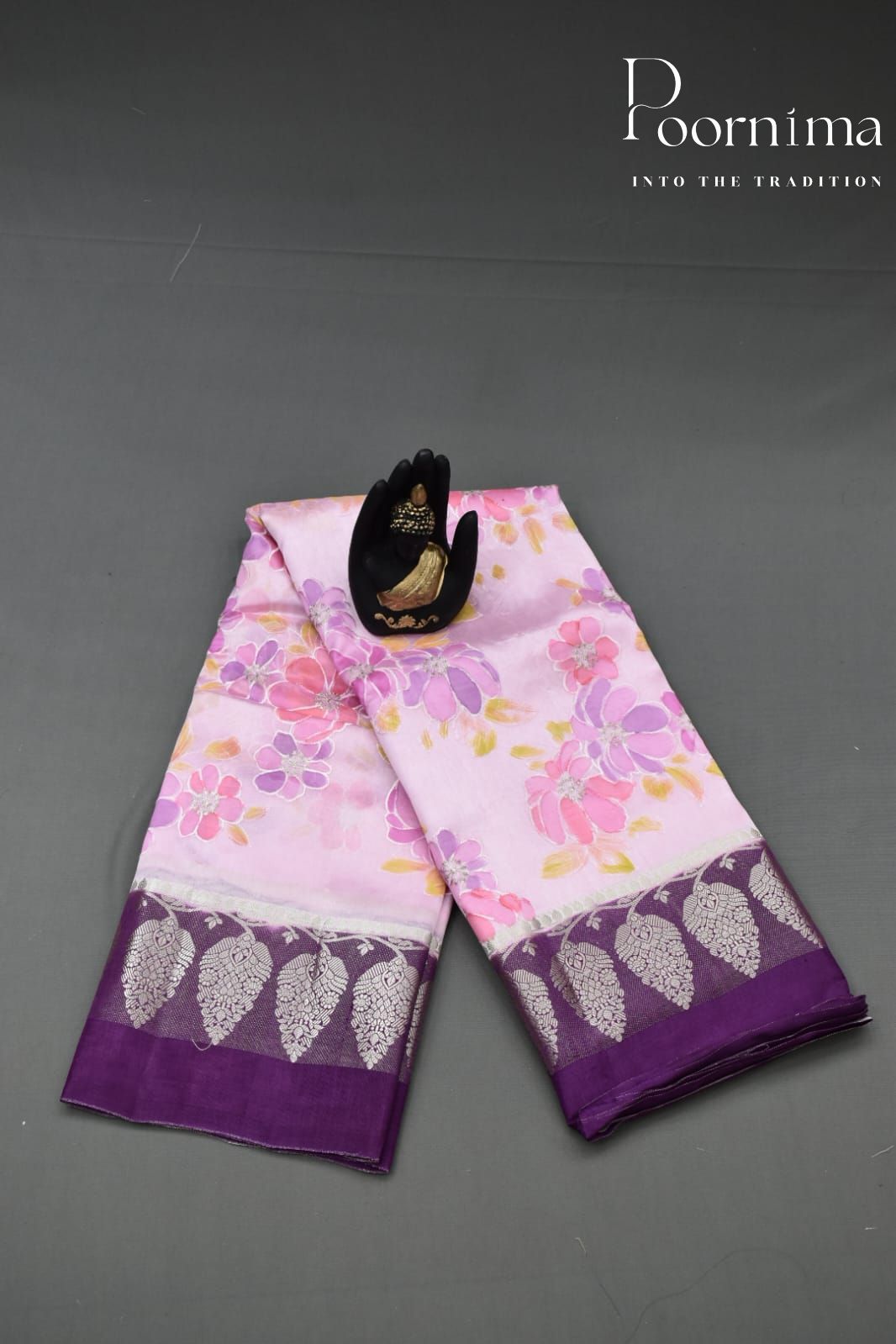 LIGHT PINK-PURE BANARASI APPLIQUE WORK SAREE