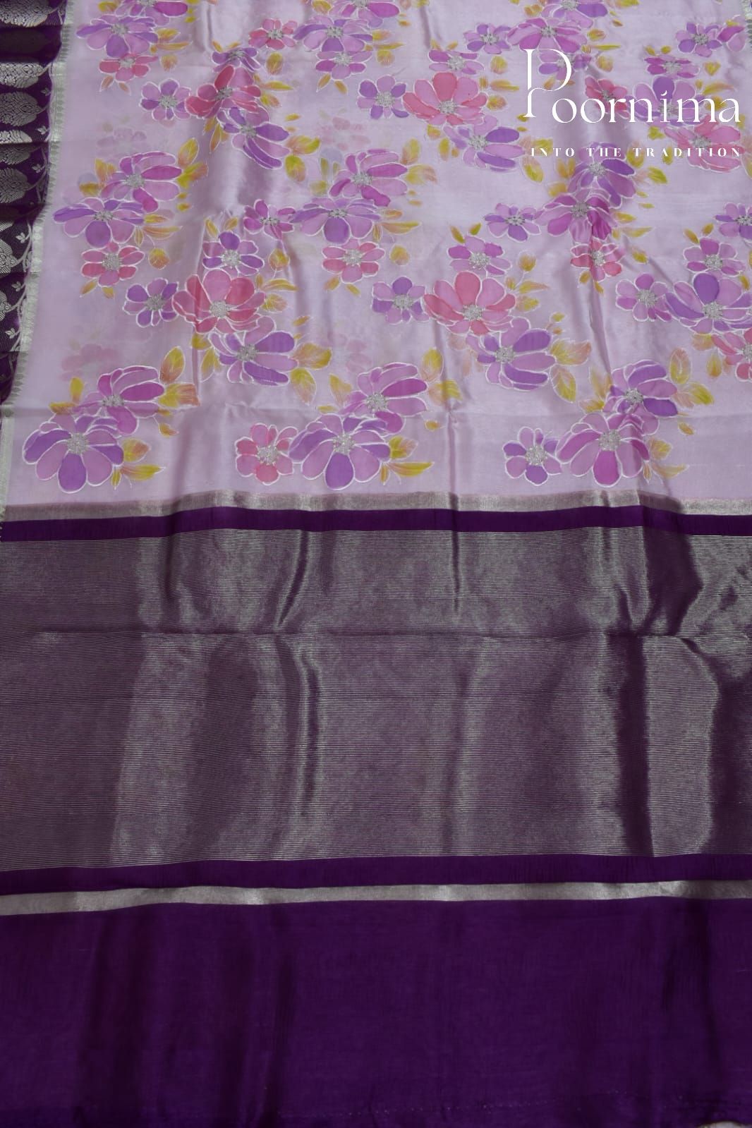 LIGHT PINK-PURE BANARASI APPLIQUE WORK SAREE