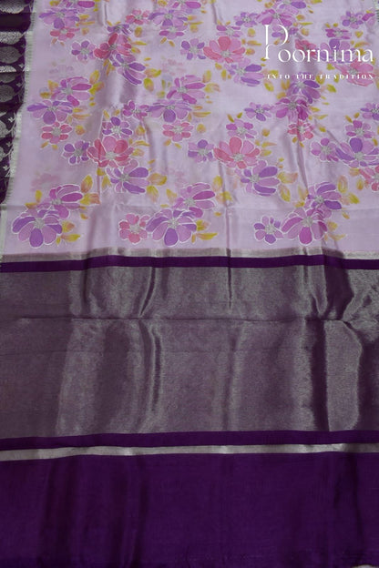 LIGHT PINK-PURE BANARASI APPLIQUE WORK SAREE