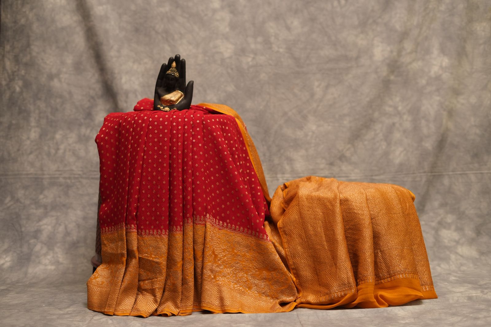 KHADDI GEORGETTE SAREE-RED