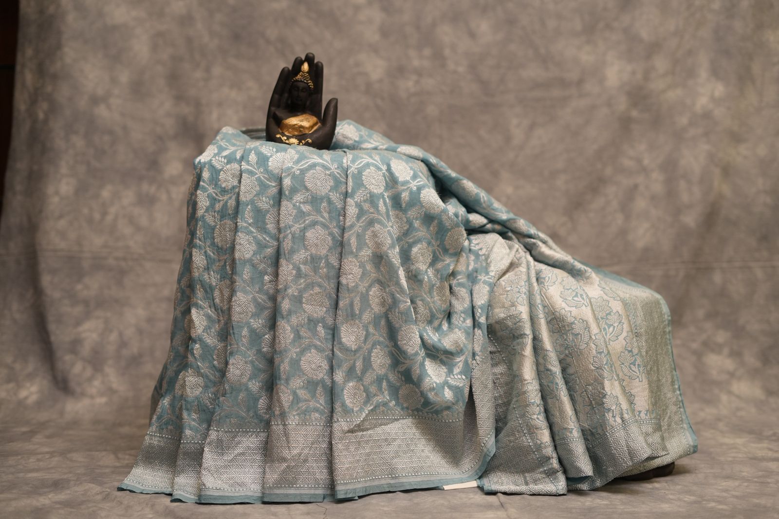 KHADDI GEORGETTE SAREE- LIGHT BLUE