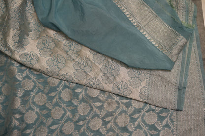KHADDI GEORGETTE SAREE- LIGHT BLUE