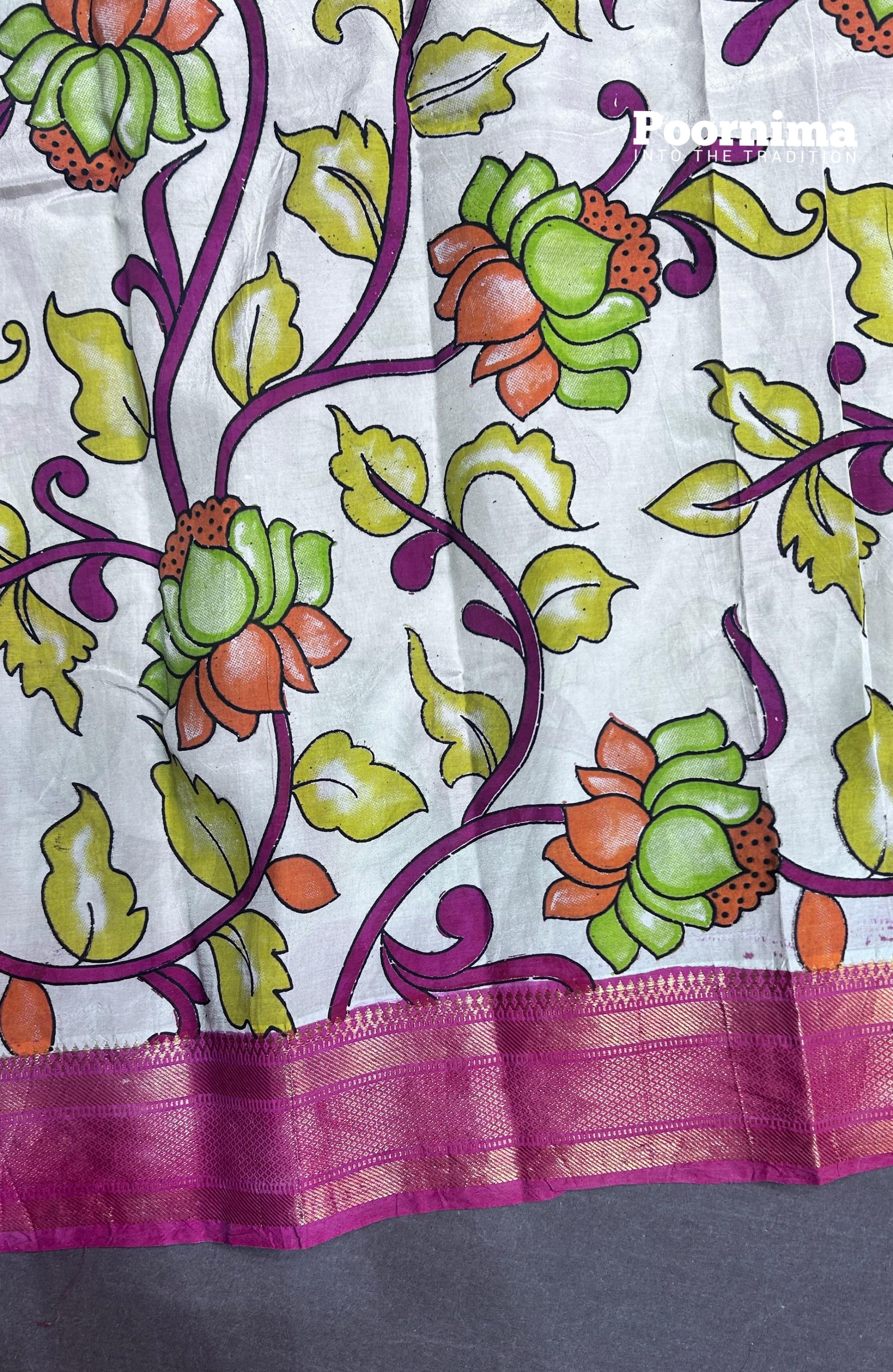KADHI  THUSER FABRIC PINK AND YELLOW COMBINATION WITH CREAM COLUR BODY