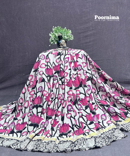 RED AND BLACK&amp;PINK COLUR COMBINATION AND KALAMKARI PRINTS AND KADII BORDER