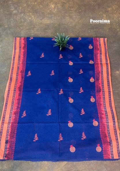 MUNGA COTTON LIGHT BLUE AND ORGE BORDER COMINATION ALL OVER PRINITS