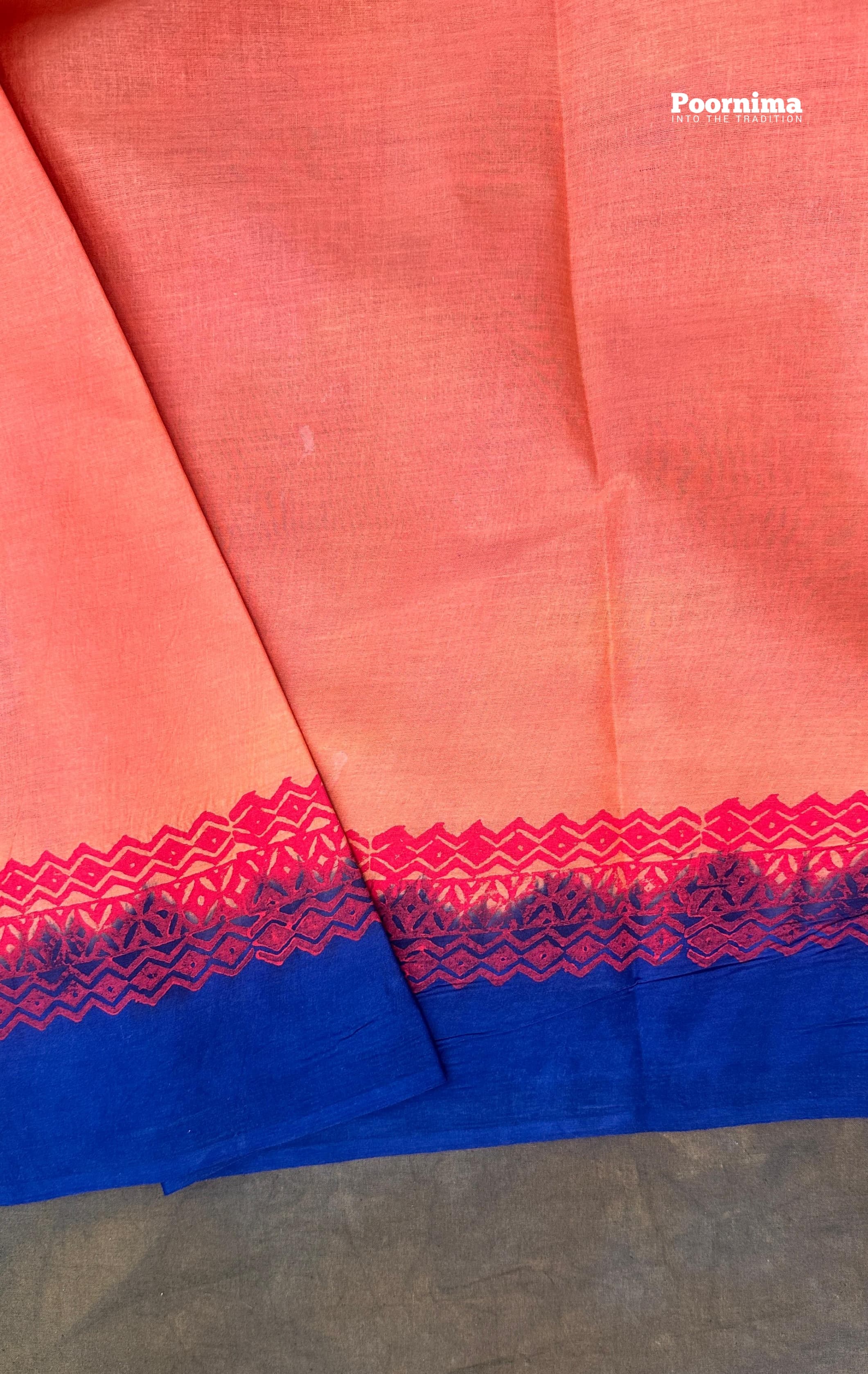 MUNGA COTTON LIGHT BLUE AND ORGE BORDER COMINATION ALL OVER PRINITS