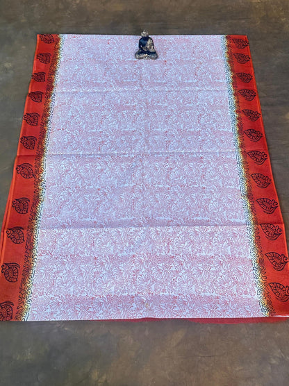 WHITE AND RUST COLUR MUNGA COTTON ALL OWER PRINTS