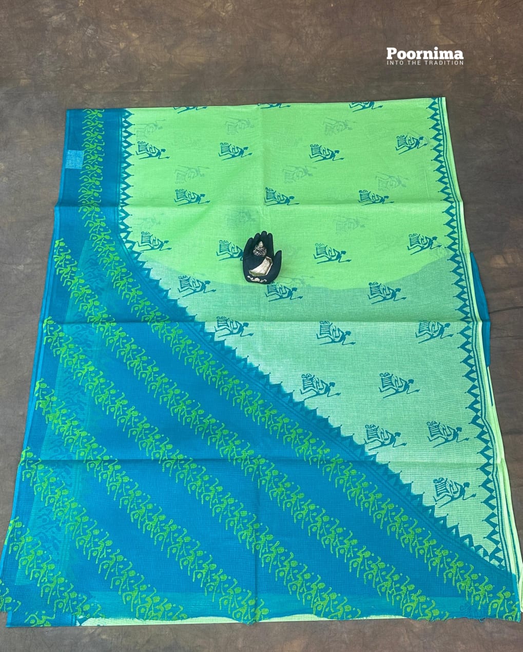 PARROT GREEN AND RAMA GREEN MUNGA COTTON ALL OVER PRINT