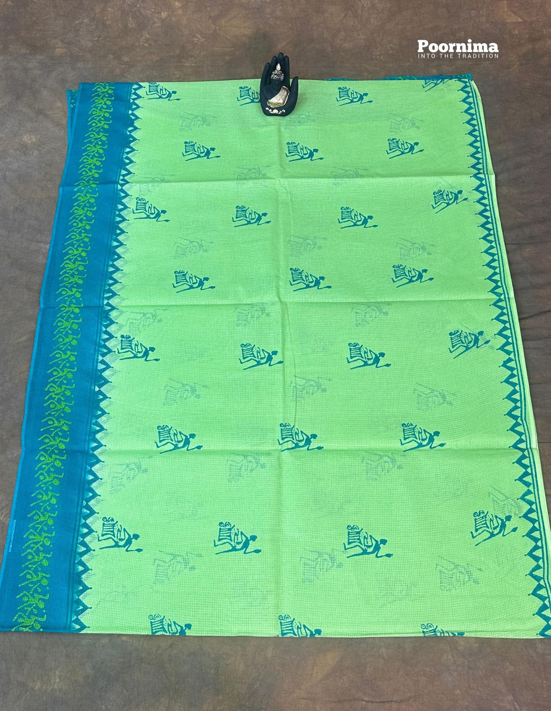 PARROT GREEN AND RAMA GREEN MUNGA COTTON ALL OVER PRINT