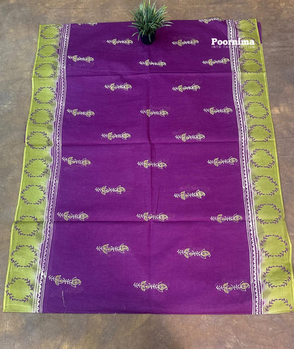 LIGHT PURPLE AND MEHANDHI GREEN ALL OVER PRINTS MUNGA COTTON