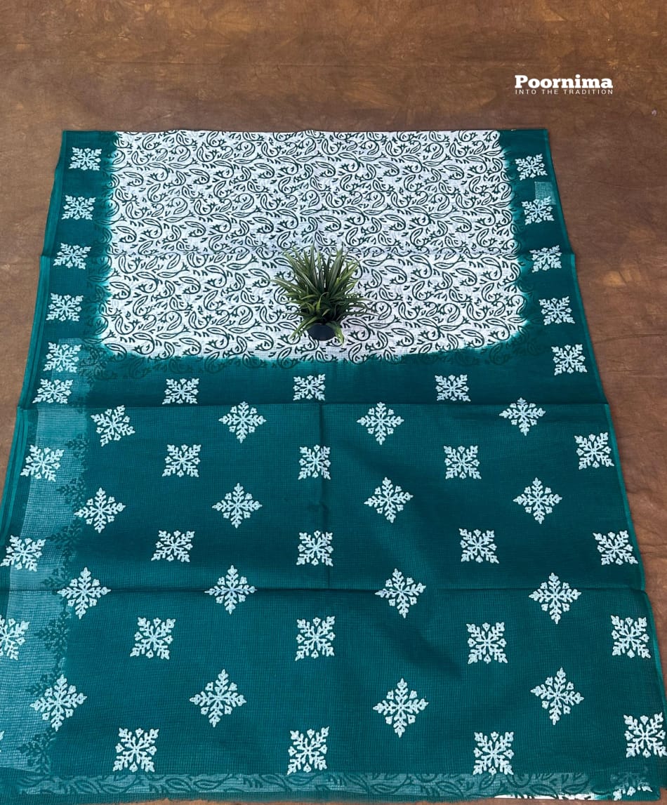 WHITE AND GREEN MUNGA COTTON ALL OVER PRINTS