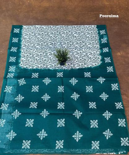 WHITE AND GREEN MUNGA COTTON ALL OVER PRINTS