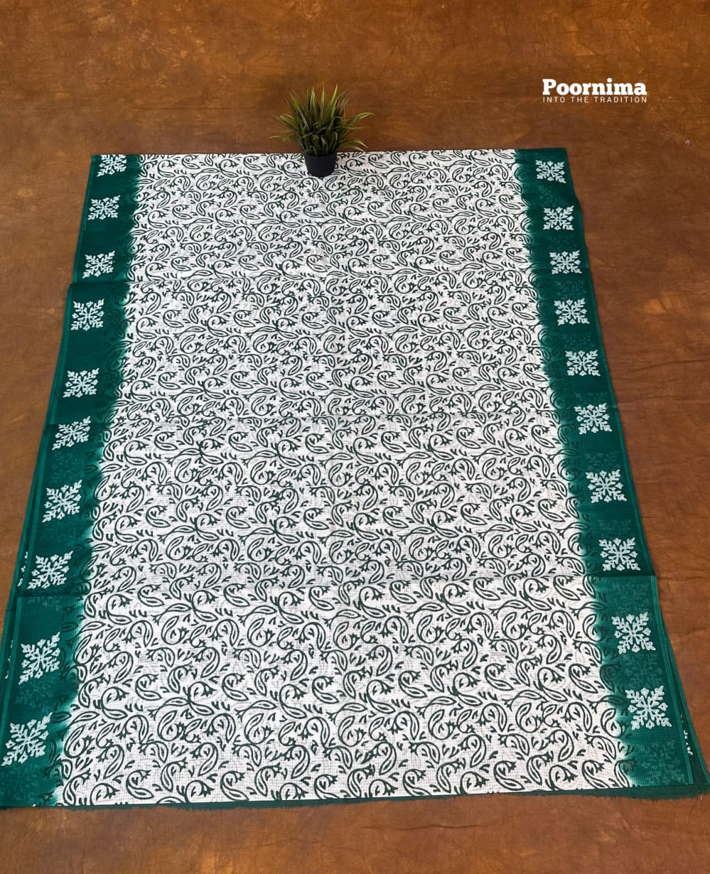 WHITE AND GREEN MUNGA COTTON ALL OVER PRINTS