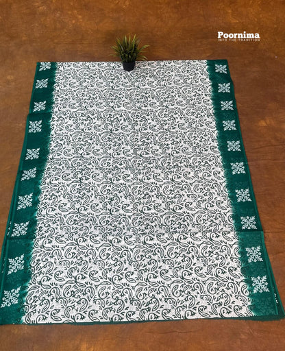 WHITE AND GREEN MUNGA COTTON ALL OVER PRINTS