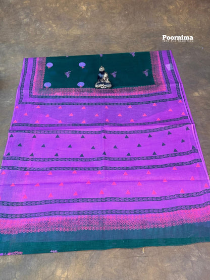 MUNGA COTTTON BOTTLE GREEN AND PURPLE COMBINATION ALL OVER PRINTS