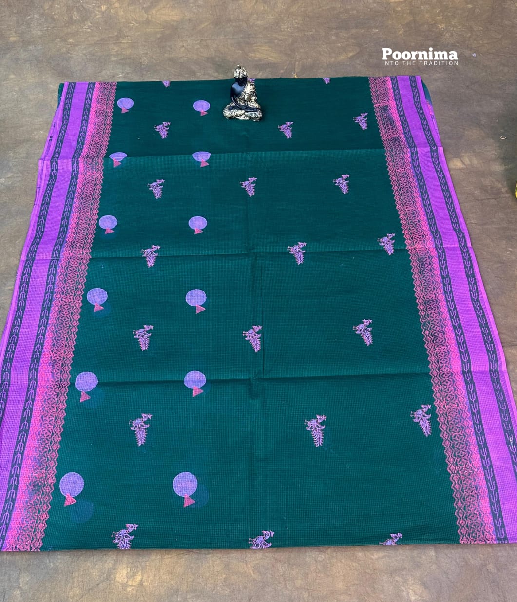 MUNGA COTTTON BOTTLE GREEN AND PURPLE COMBINATION ALL OVER PRINTS
