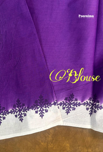 MUNGA COTON LAVENDER AND WHITE COLOUR COMBINATION ALL OVER SAREE PRINTS
