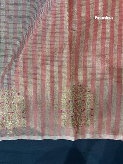 CHANDERI PEACH  COLOUR AND BORDER WITH MINAKARI WORK ALL OVER SAREE WITH SMALL BOOTA