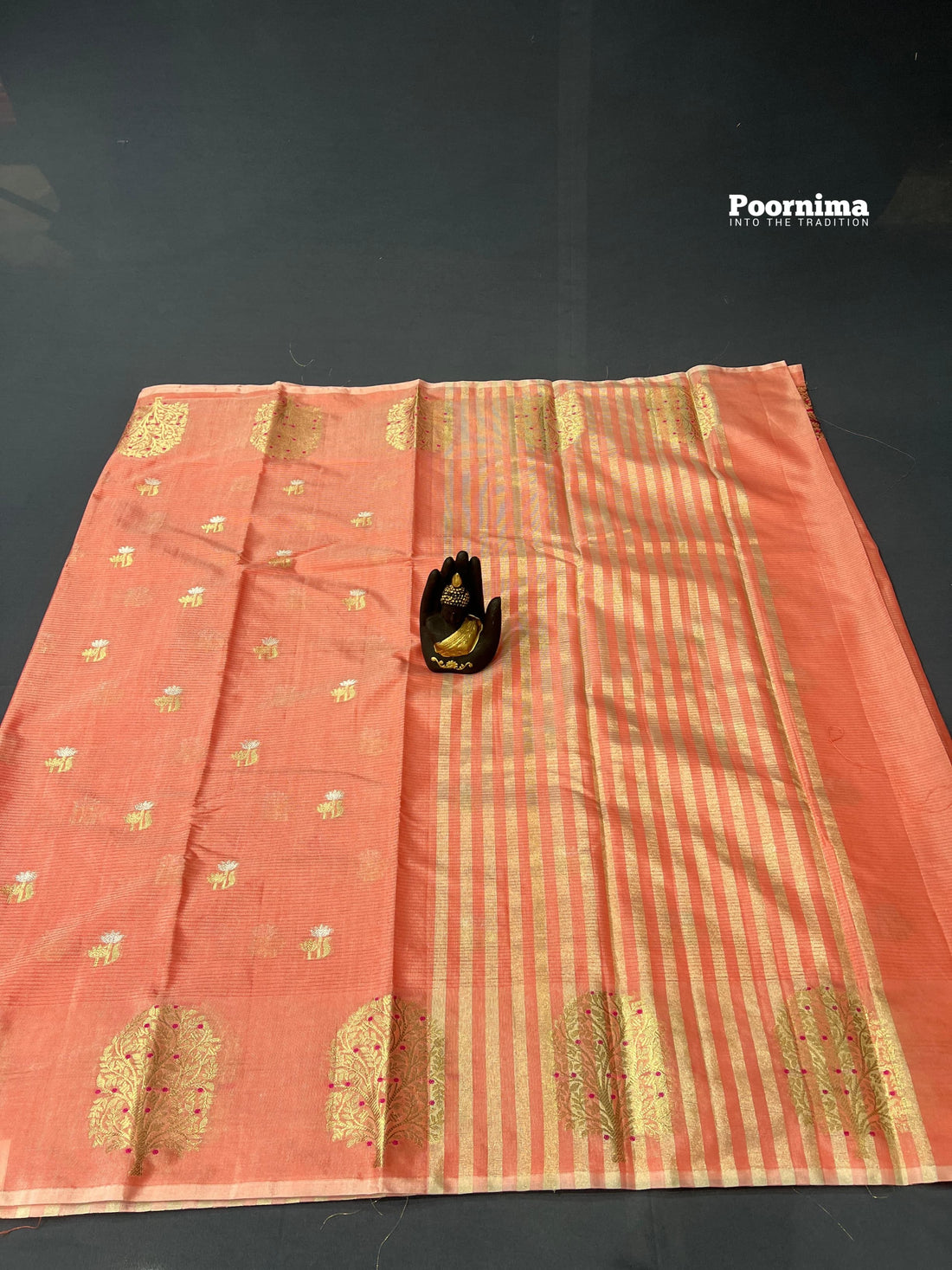 CHANDERI PEACH  COLOUR AND BORDER WITH MINAKARI WORK ALL OVER SAREE WITH SMALL BOOTA