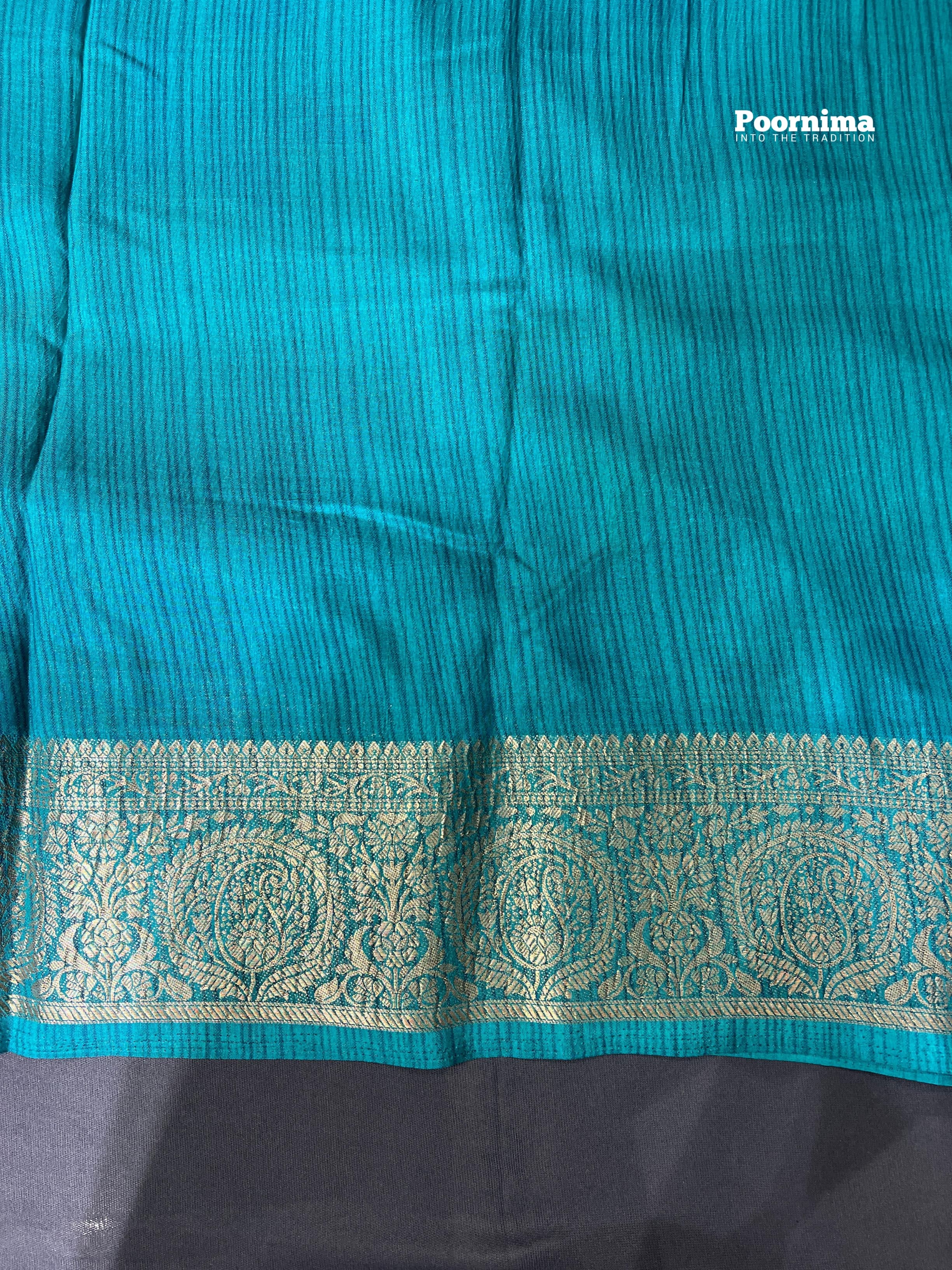 SHIPPAN CREAPE WITYH SKY BLUE COLOUR ALLOVWER SAREE WITH LOUTAS DESIGN