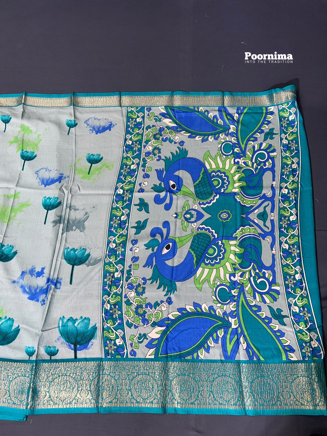 SHIPPAN CREAPE WITYH SKY BLUE COLOUR ALLOVWER SAREE WITH LOUTAS DESIGN