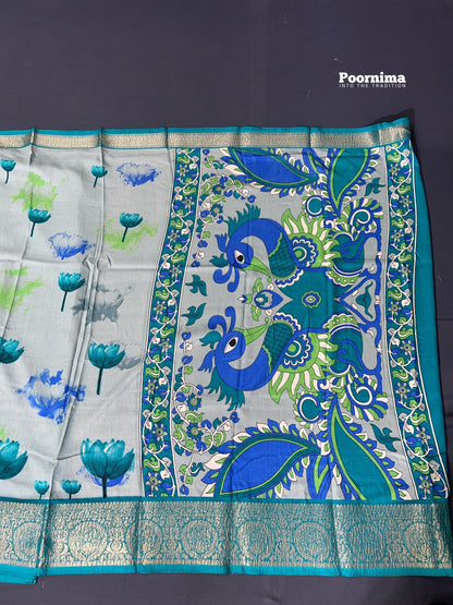SHIPPAN CREAPE WITYH SKY BLUE COLOUR ALLOVWER SAREE WITH LOUTAS DESIGN