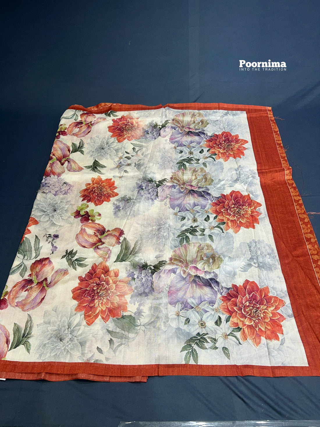 TUSSAR WITH PINK SHADE AND ORANGE GRAND BORDER