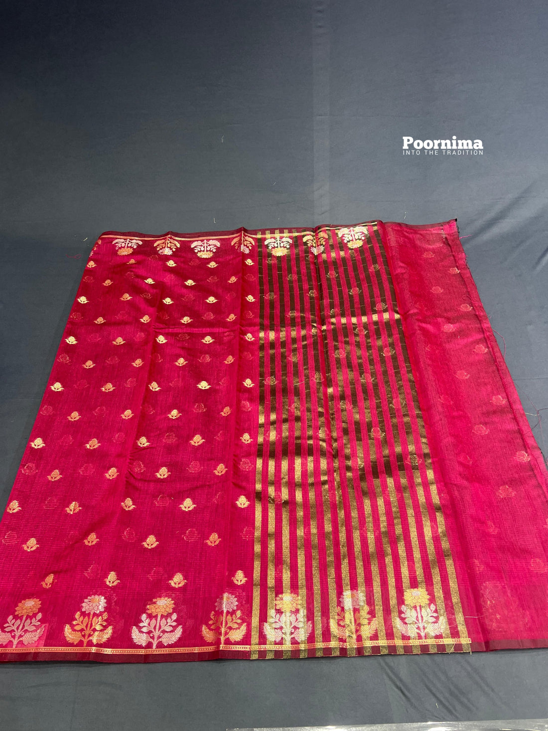 SILK BY COOTAN AND NICE RANI PINK COLOUR COMBINATION ALLOVER SAREE GOLD BUTTES