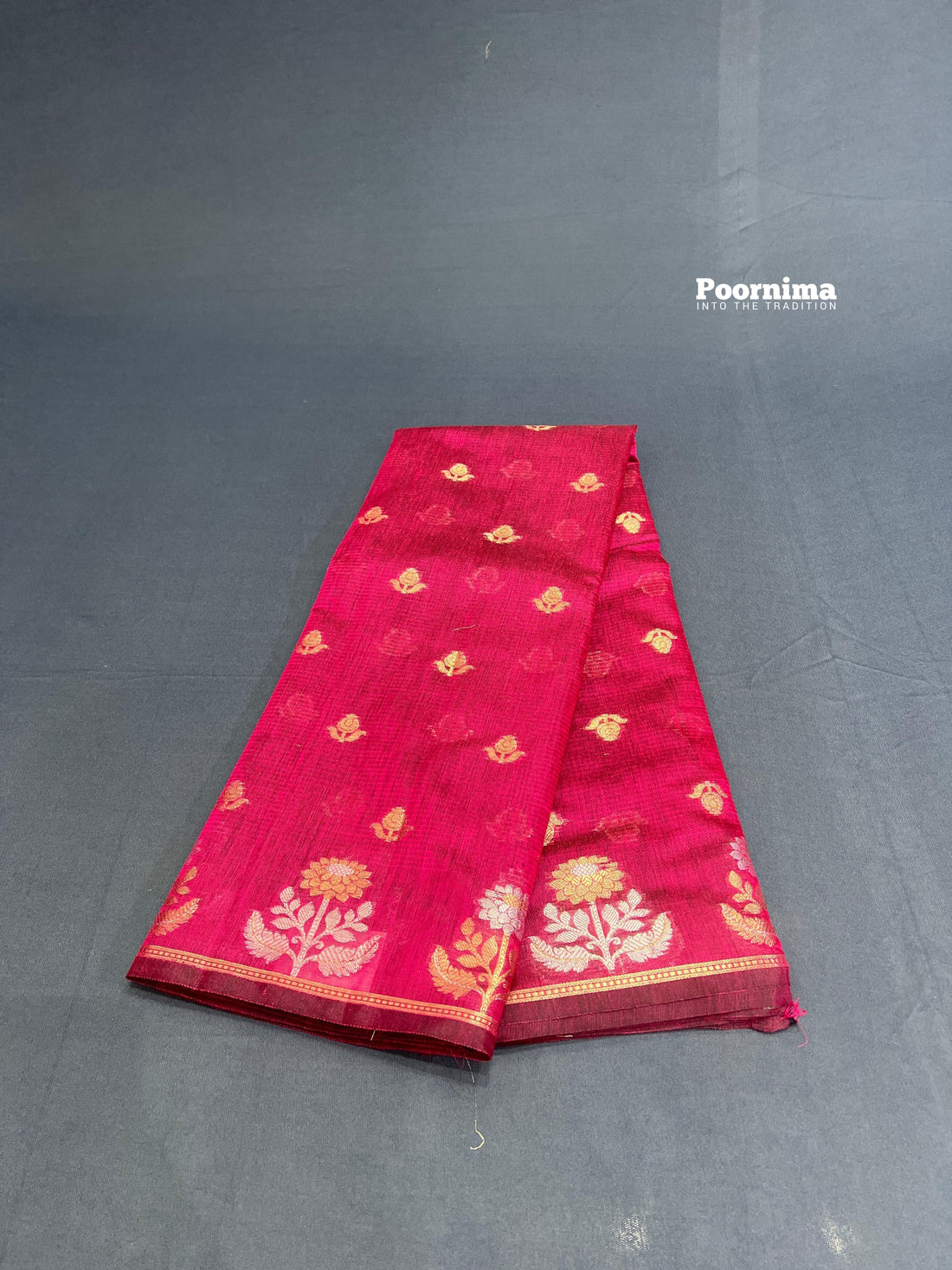SILK BY COOTAN AND NICE RANI PINK COLOUR COMBINATION ALLOVER SAREE GOLD BUTTES