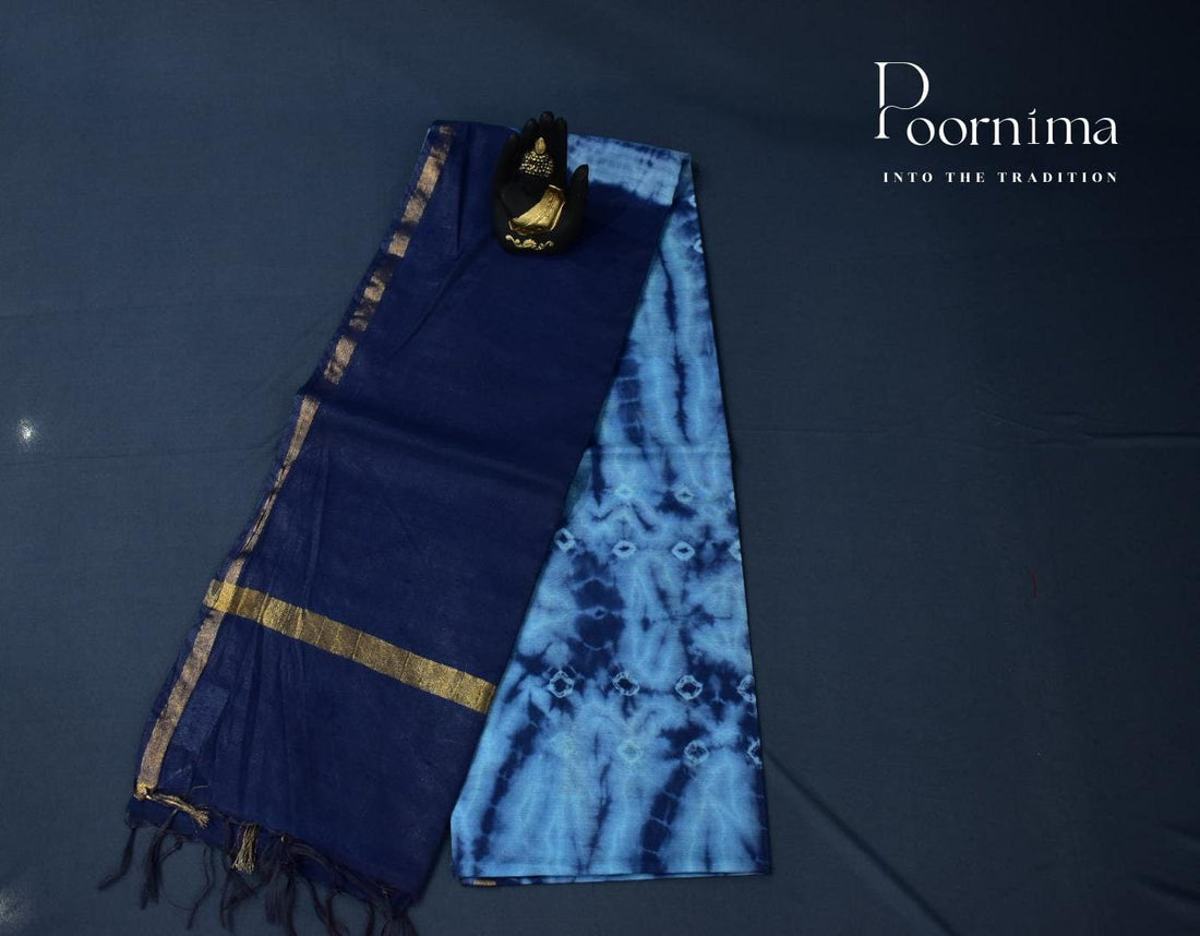 SEMI TUSSAR WITH ROYAL BLUE AND NAVI BLUE COMBINATION