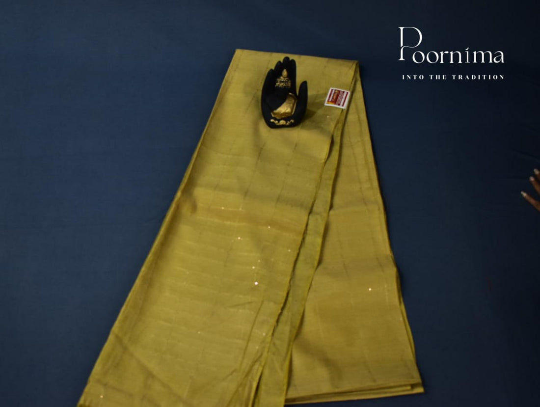 SEMI TUSSAR WITH YELLOE AND ON BODY CHECKS